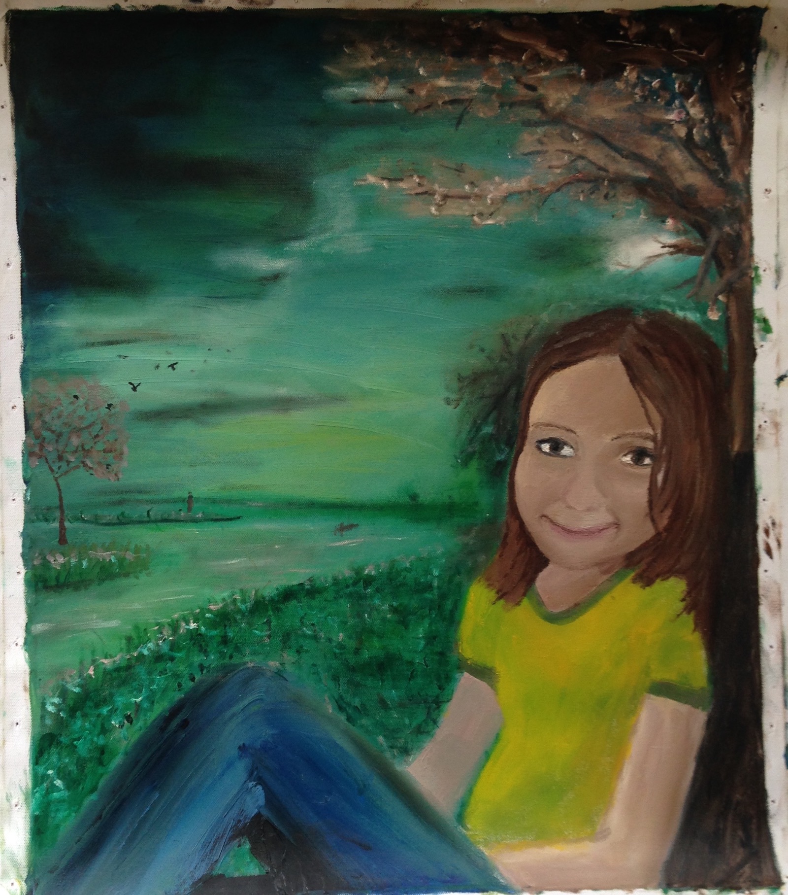 Original artwork titled Girl by the creek by Kris Oliver